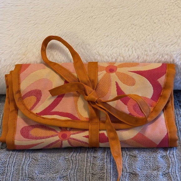 sallyspicer Handbags - Floral Pink and Orange Fabric Pouch